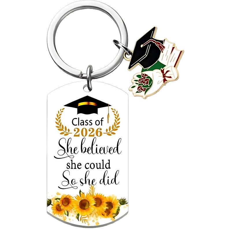 2026 Graduation Gifts School Graduation Keychain Stainless Steel Keyrings Personalized Accessories Fashion Pendant