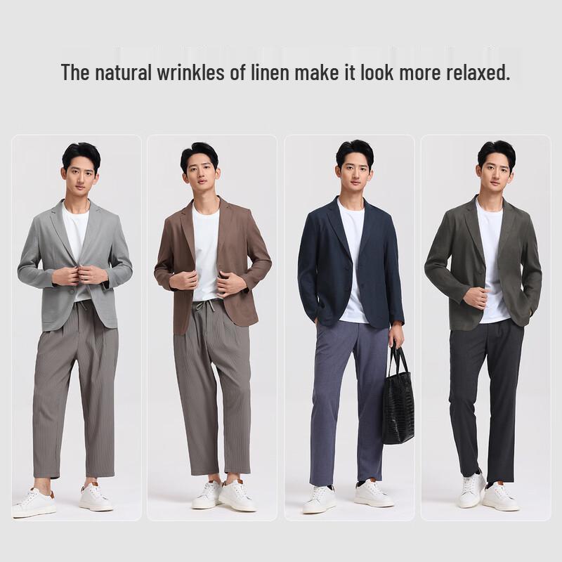 Langdeng Men's Tencel Linen Lightweight Business Casual Blazer