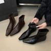 Ankle Boots for Women Flats Pointed Toe Leather Shoes  Winter Fashion Boots New Walking Leather Designer Chelsea Mujer Botas