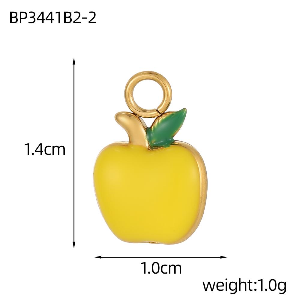 CARLIDANA Fashion Moon-shaped Multi-color Oil-dripping Gold Plated Stainless Steel Pendant Heart Apple Accessories DIY Jewelry
