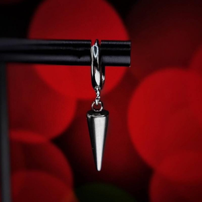 Gothic Silver Spike Tassel Dangle Earrings for Men