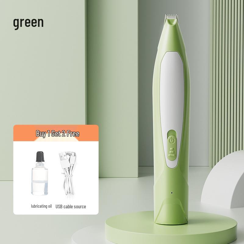 Rechargeable Pet Paw & Hair Trimmer - Safe Rounded Edge, Low Noise, Vibrating Electric Clipper with Light