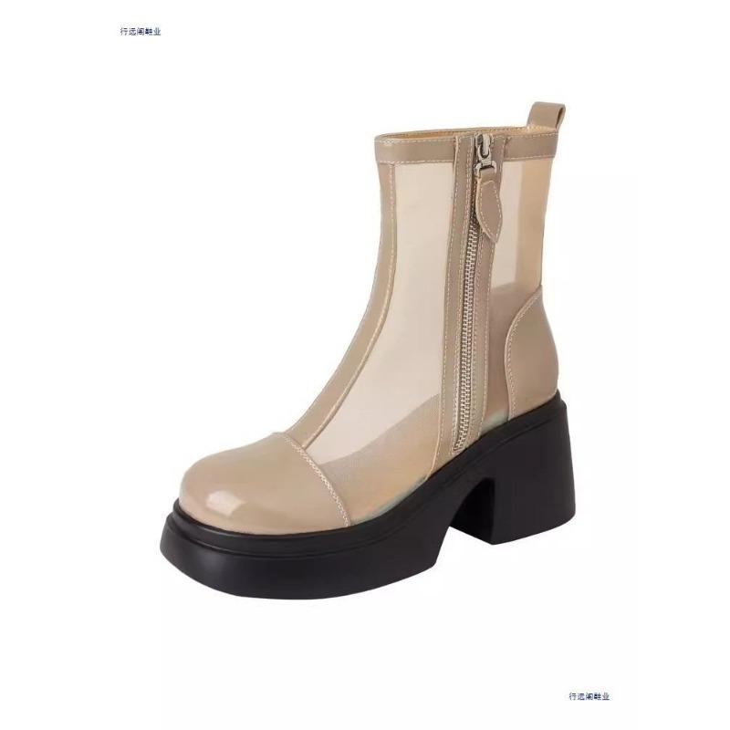 Thin Thick-soled Martin Boots Women's Mesh Muffin Cool Boots New Summer Hollow High-heeled Thick-heeled Short Boots