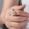 Rhinestone Irregular Pearl Ring Golden Women's Jewelry Unique Pearl Opening Ring  Women
