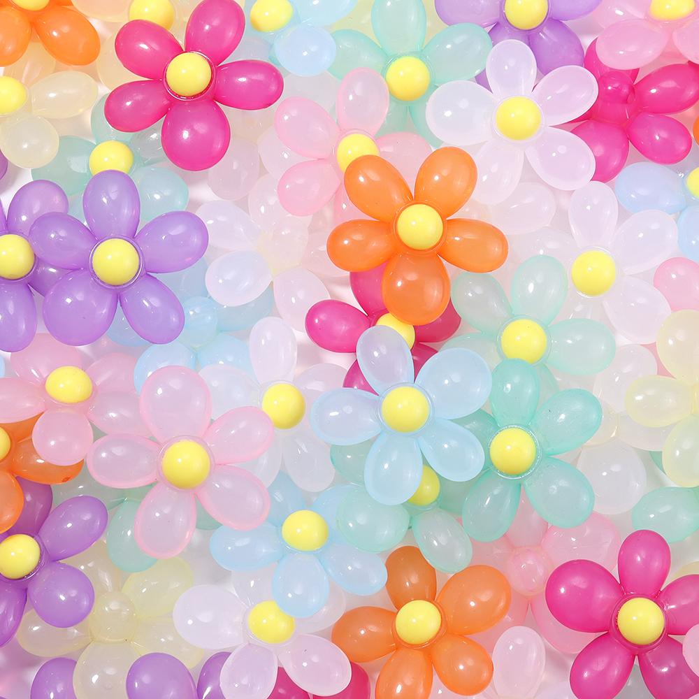 10 Stück/Los Acryl-Blütenperlen Jelly-Farbe Sonnenblumenperlen Lose Abstandshalterperlen Für Schmuckherstellung DIY Halskette Haarschmuck