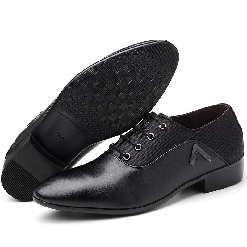 Men's Shoes Business Dress Leather Shoes Men's Oversized Casual Shoes Size 48 Pointed Toe Lace