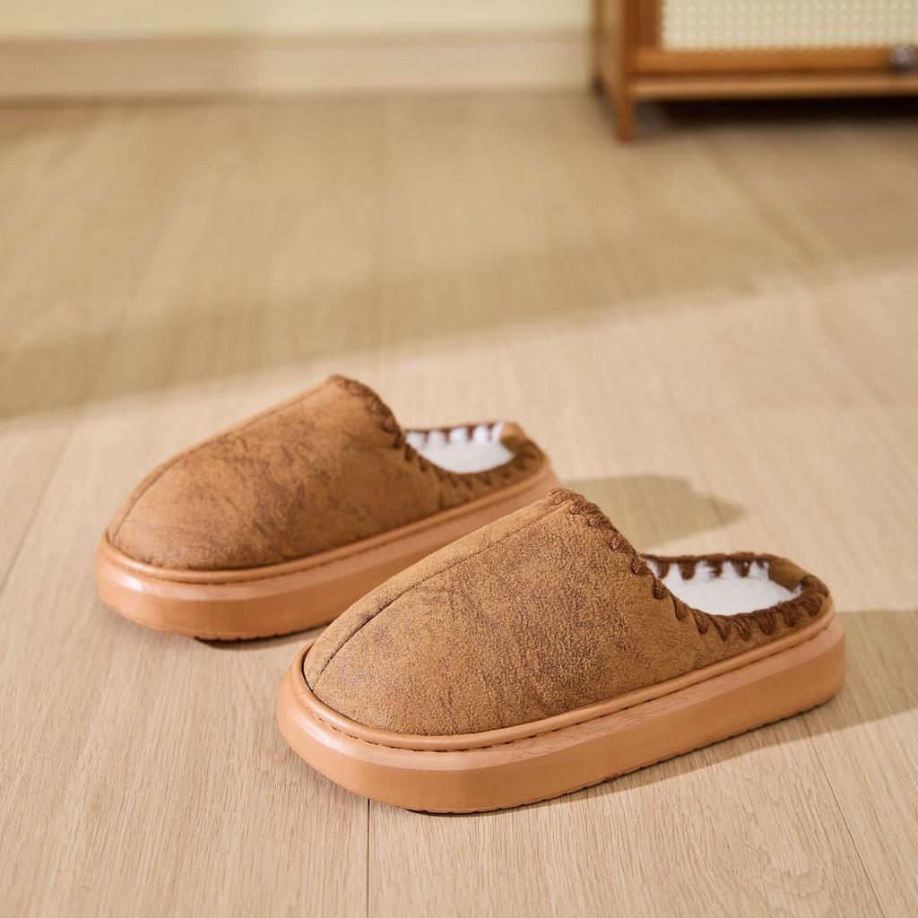 Winter Cotton Slippers for Keeping Warm At Home with Thick Velvet and Fur, Indoor Non Slip Cotton Slippers for Home Use