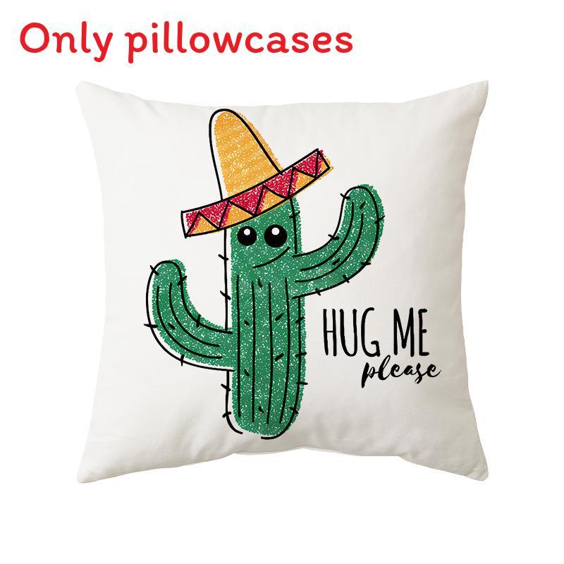 Cartoon Cactus Pattern Pillow Cover For Home Decor And Lounge Relaxation