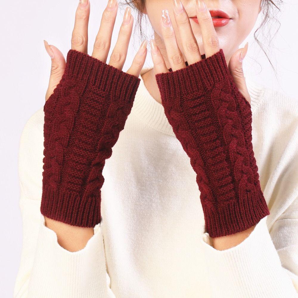 Outdoor Riding Mittens Twists Gloves Fingerless Wool Gloves Fashion Knitted Gloves  Outdoor