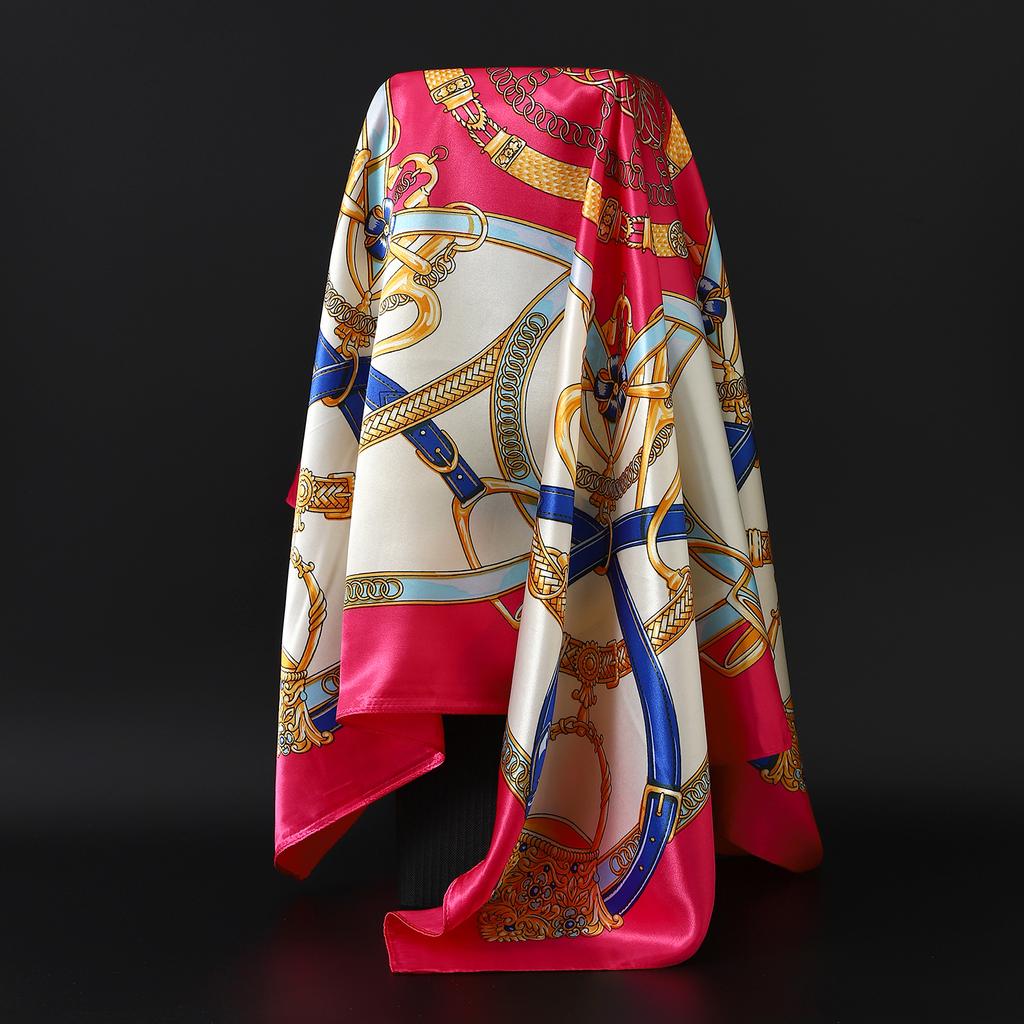 Cachecóis Populares Europa E América Moda Bandanas Nova Estampa Protetor Solar 90X90CM Lenço Quatro Estações Lenços de Seda Quadrados de Luxo