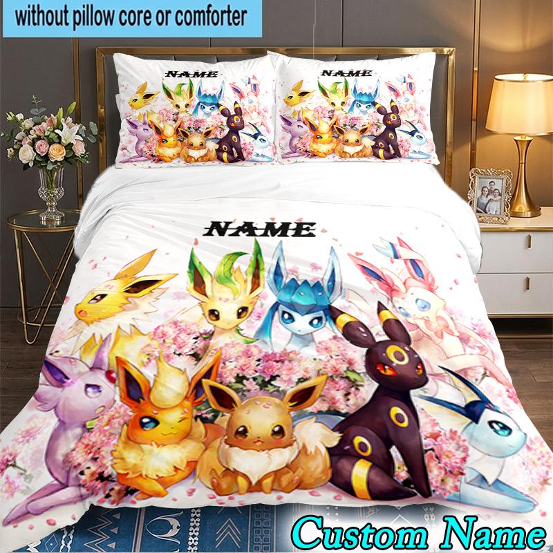 3PCS Custom Name Pika Bedding Set, Bedding Set Including 1pc Duvet Cover And 2pcs Pillowcases for Bedroom,Dormitory Gift