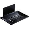 Adhesive Wall-Mounted Soap Dish In Black Aluminum – No Drilling Required, Quick Draining 12.5×8.5×4.5 Cm