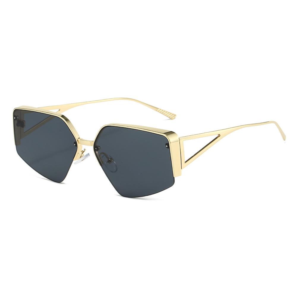 Fashionable Polygon Alloy Metal Sunglasses for Female & Male Stylish Euro-American INS Stylish Sun Eyewear for a Chic Look