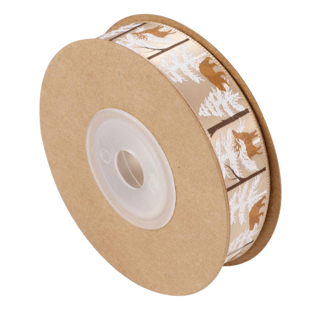 1 Roll Christmas Decorative Ribbon Premium Polyester Printing for Gift Wrapping Tree Decoration Xmas Ribbon Roll