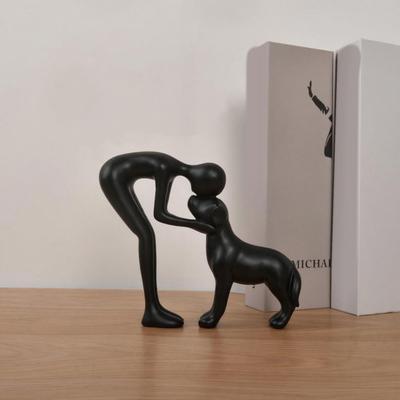 Human And Dog Statue Cute Resin Pet Sculpture for Home Office Desk Shelf Decor Sympathy Gifts for Pet Lovers