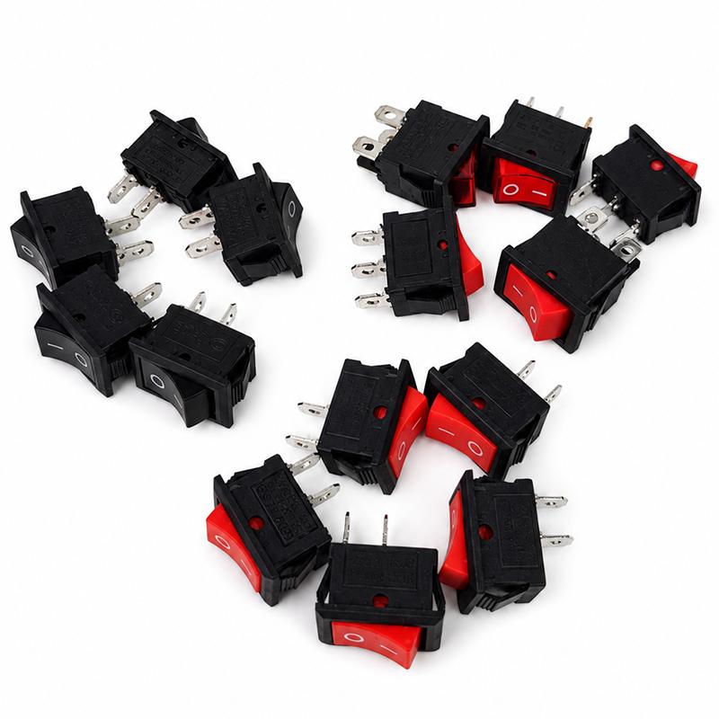 10PCS KCD1 Mini Rocker Switch SPST 2 Pin ON OFF Snap In Panel Mount 10x15mm 3A 250VAC 6A 125VAC for DIY Electronics Appliances