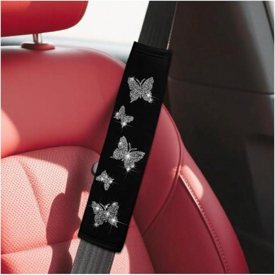 2PCS Car Seat Belt Covers, Polyester Fiber Vehicle Seatbelt Cushion Pad Protector, Automotive Safe Strap Cover Pad Help Protect Neck And Shoulder,