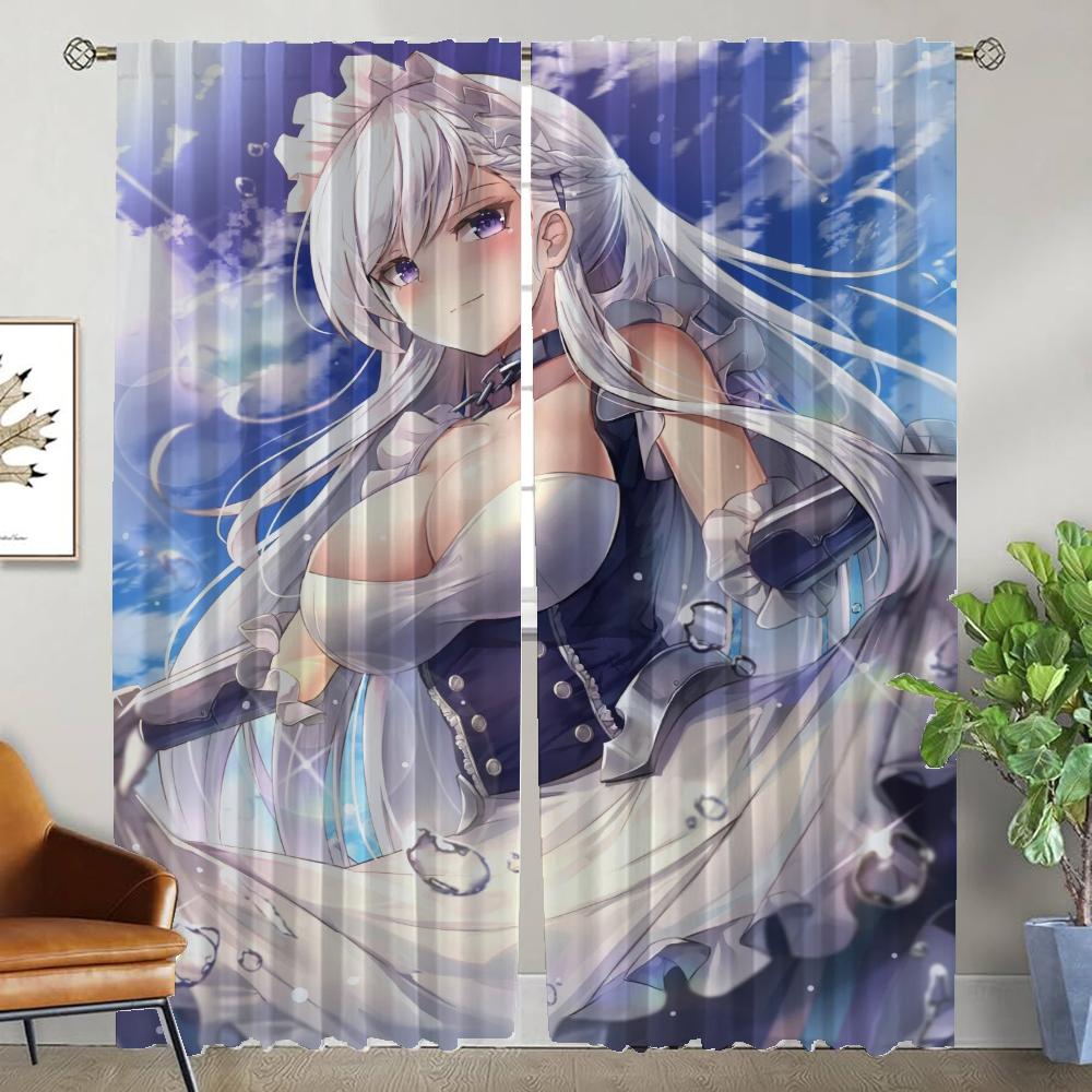 

Шторы Azur Lane для гостиной, шторы от комаров, 2 шт., украшения на Хэллоуин, перегородки для кухни, элегантные W50xH70cmx2pcs-CL