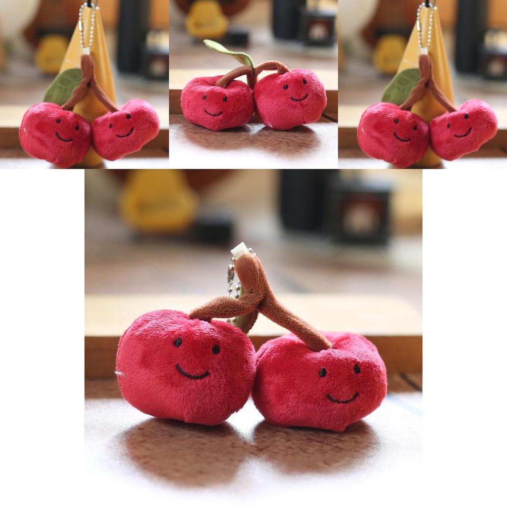 Cherry Plush Keychain Backpack Charm Soft Stuffed Toy Gift For Kids Teens