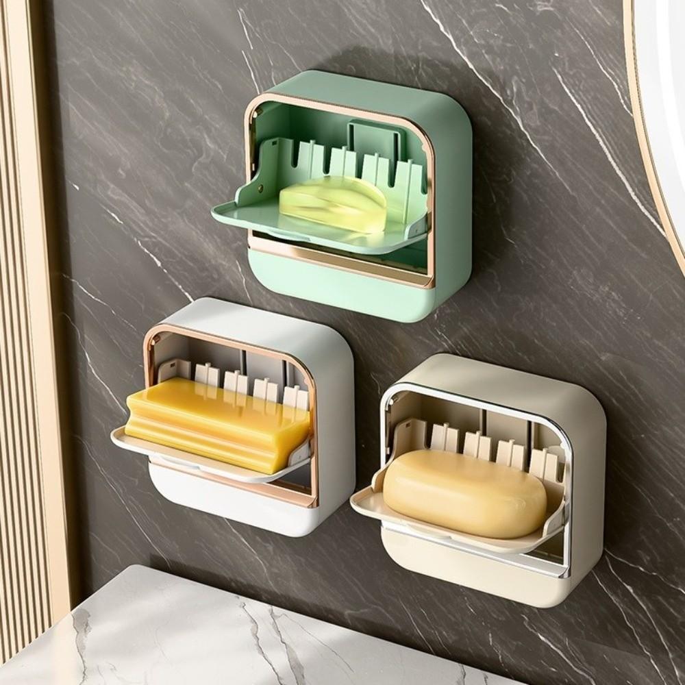 Wall Mounted Soap Dish Waterproof Bathroom Drain Soap Box New Soap Storage Case  Bathroom Supplies