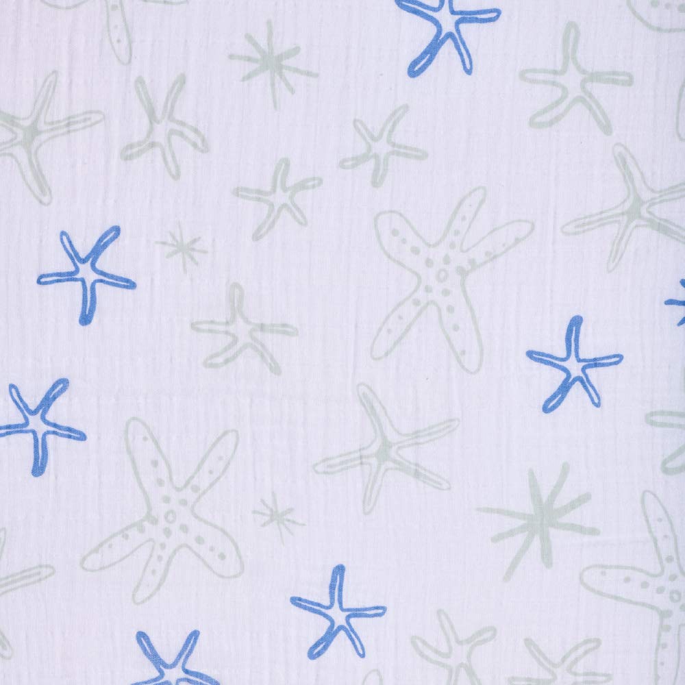 Newcastle Classics Cotton Muslin Swaddle Japanese Soft and Fluffy Blanket for Star 0 Months and [Official Product] Newborns, Fish, 120x120cm, Up,