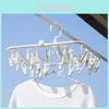 White Plastic Hanging Clothes Drying Rack With 24 Clips For Socks And Dorm Use