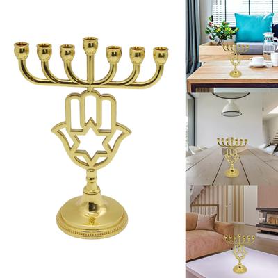 Eleganter Chanukka-Kerzenleuchter 7 Arme Kerzenhalter Metall Kreative Designs Accessoire Schaffen Warme Willkommene Atmosphären