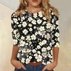 Women's Casual Floral Print Three Quarter Sleeve Crew Neck Top Lightweight Comfortable Fit Soft Fabric