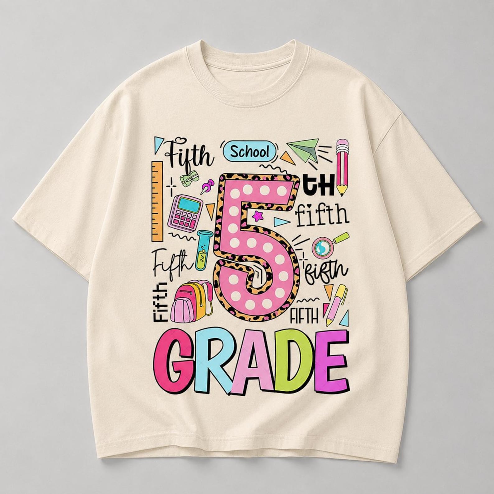 Fifth Grade Squad Shirt, Back to School Fifth Grade Tee, Cute School Supplies Graphic Shirt, Teacher Student Gift 4XL