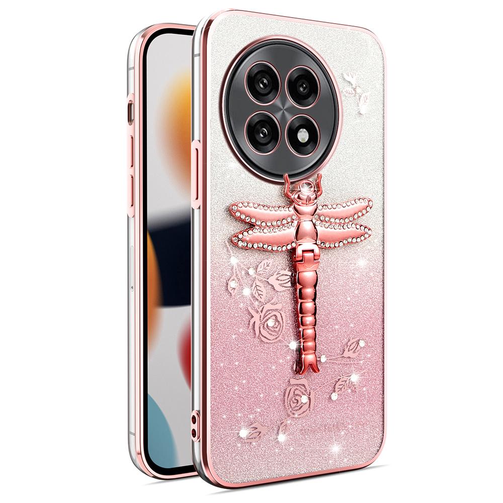 KADEM Handyhülle Für OnePlus 13R 5G/Ace 5 5G/Ace 5 Pro 5G Libelle Ständer TPU Blumen Glitzer Hülle