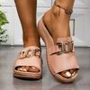 New large size women's fashion platform slippers metal chain platform women's sandals