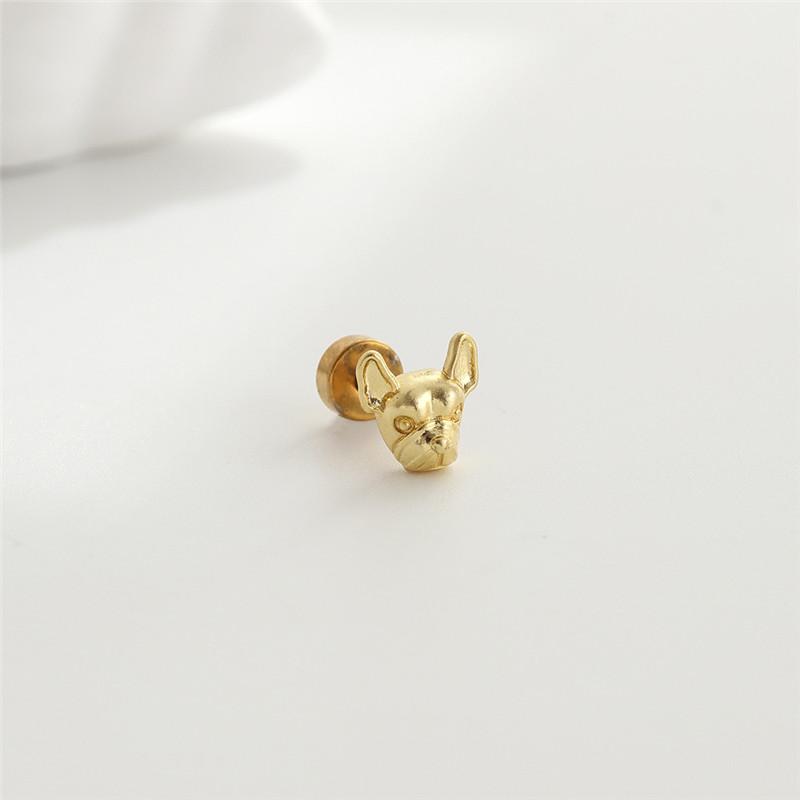 Cute Chihuahua Stainless Steel Mini Earrings Fashion Dog Barbell Style Screw Stud Ear Jewelry Party Gifts For Women Girls
