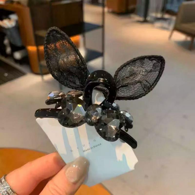 Lace Bunny Ear Bow Hair Claw Clip for Girls