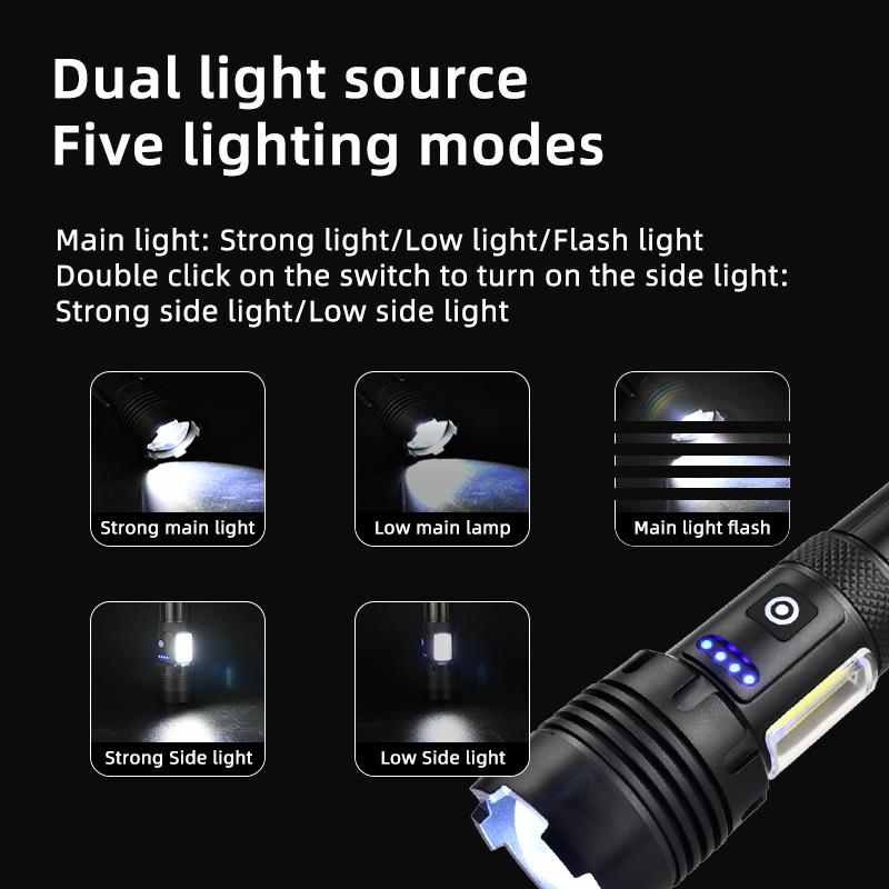 5000LM XHP50 Powerful Led Flashlight High Power Torch Light Rechargeable Tactical Flashlight 18650 Usb Camping Lamp