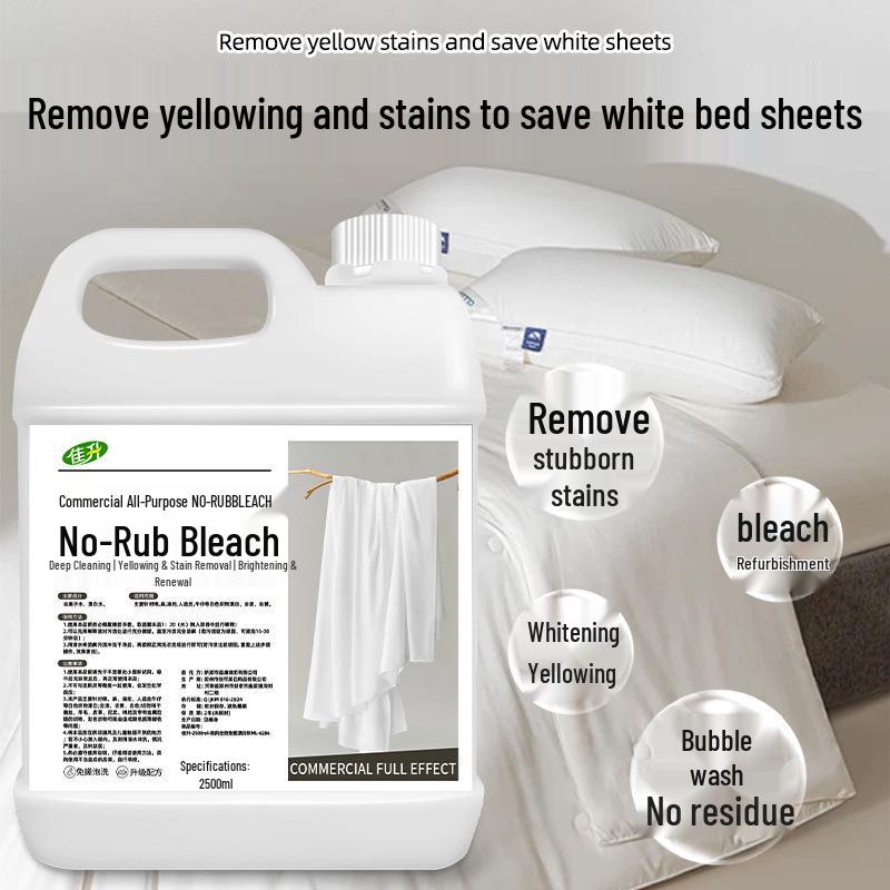 No-Rub Whitening Bleach for Lab Coats & Bedding with Stain Remover and Antibacterial Detergent