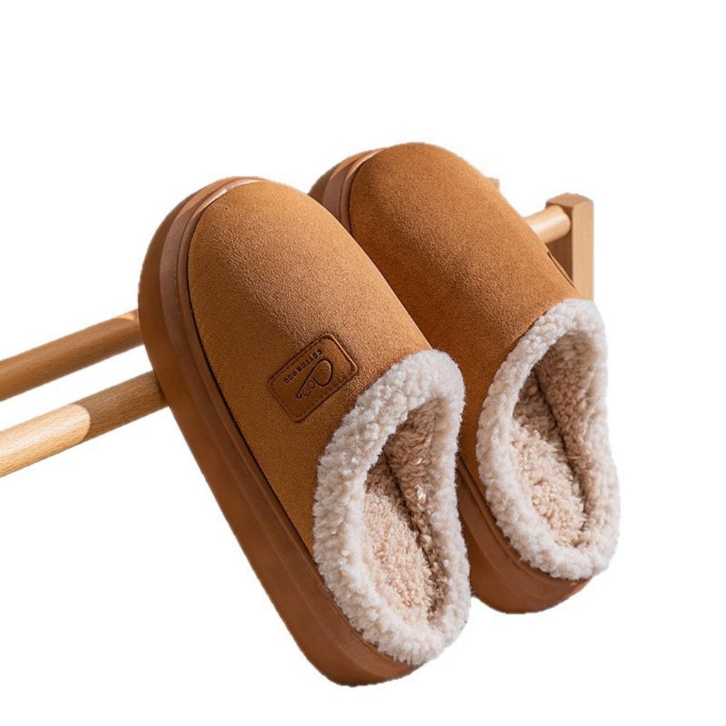Thick Soled Woolen Slippers for Women, Outdoor Wear In Autumn and Winter, Suitable for Indoor Home Use, with Anti Slip and Plush Fabric for Men