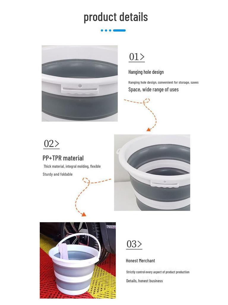 Collapsible Portable Water Bucket for Car Wash, Outdoor, Fishing, and Travel