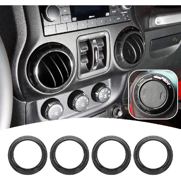 

4PCS Center Console Dash Air Conditioner Vent Cover Trim Interior Accessories Compatible with Jeep Wrangler JK JKU 2011-2018 (Black) чёрный