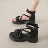 Fashion Black Open Toe Sandals for Women New Breathable Fashion Summer 2025 Woman Shoes Comfortable Luxury Elegant Offers Footwear Sales