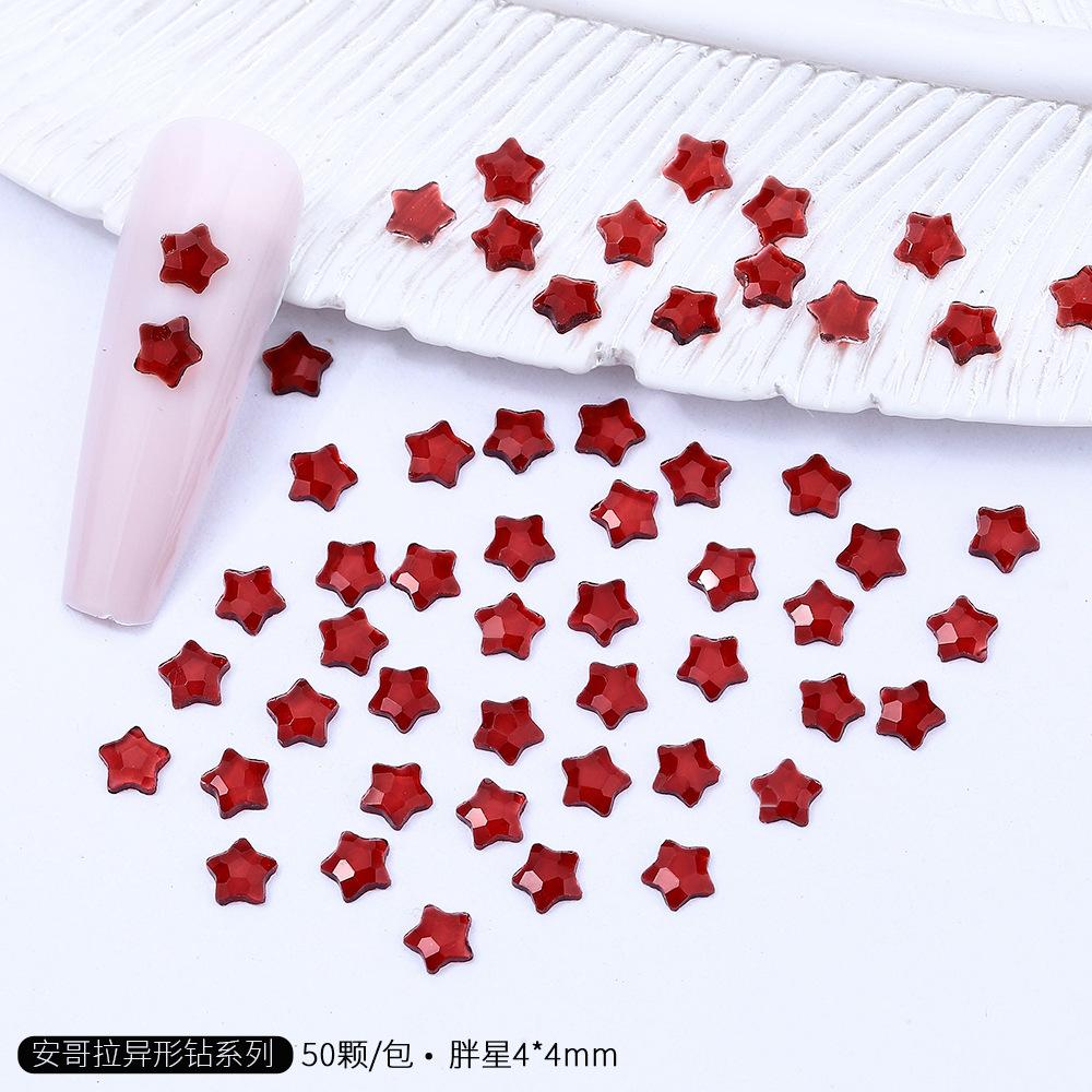 Angora Czerwony Mini Mały Płaskodenne Specjalny Kształt Diament Angora Czerwony Nowy Rok Boże Narodzenie K9 Nail Art Diamentowa Ozdoba