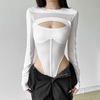 Women's Sheer Mesh Long-sleeve Bodysuit