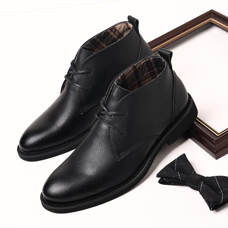 

Мужская повседневная обувь, черные кожаные мужские туфли с острым носком, классические туфли-оксфорды без застежек для мужчин, высокие ботинки для джентльменов 44 чёрный
