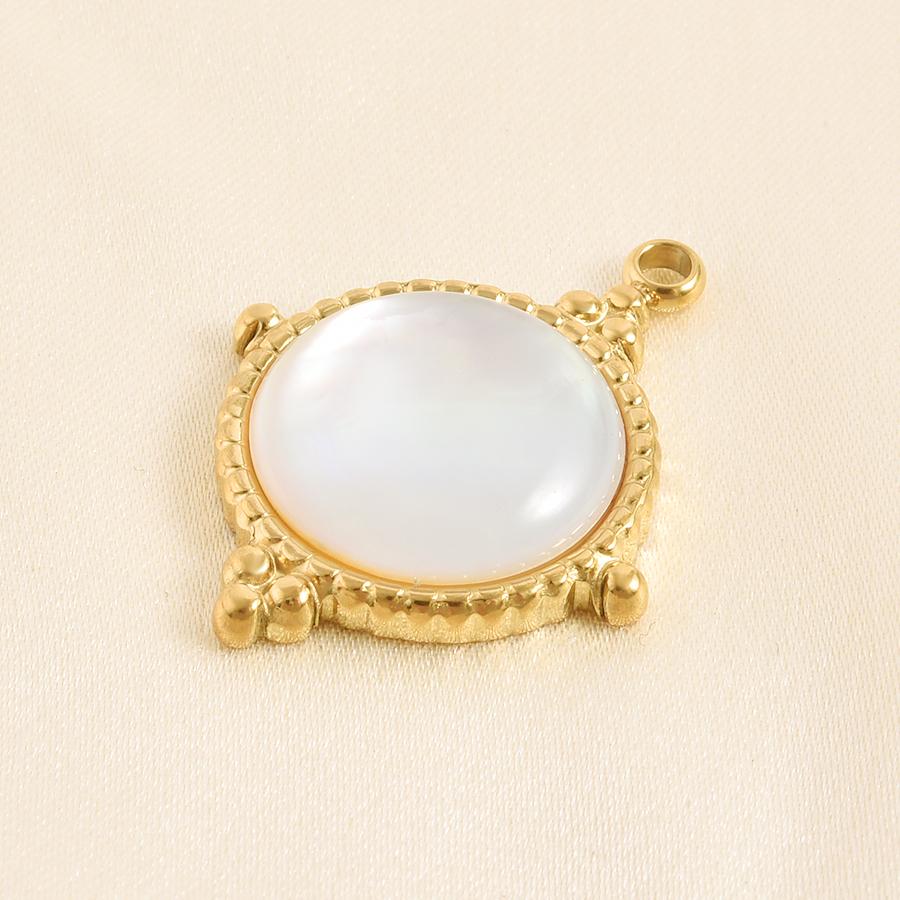 3pcs Gold/Silver Color PVD Metal Charms White Shell Stainless Steel Pendants For Jewelry Making Supplies Rhinestone DIY Pendant