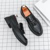 Men'S Dress Shoes Slip On Leather Formal Loafers Platform Social Business Shoes Men Tassel Office Party Leather Shoes Man Loafer