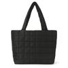 Solid Color Quilted Shoulder Bag Checkered Quilted Handbag Trendy Fashion Tote Bag  Female Use