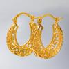 New Gold Color Oval Hollow Out Metal Hoop Earrings For Women Girls Vintege Ethnic Style Charm Jewelry Birthday Gifts
