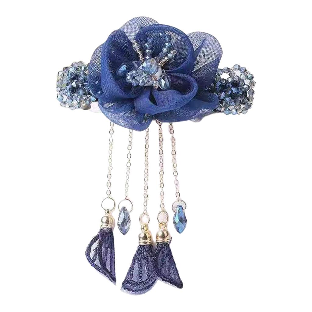 Chinese Styles Hair Pin Handmade Flower Hair Clip Long Tassels Women Hairpin for Ponytails and Various Hairstyles