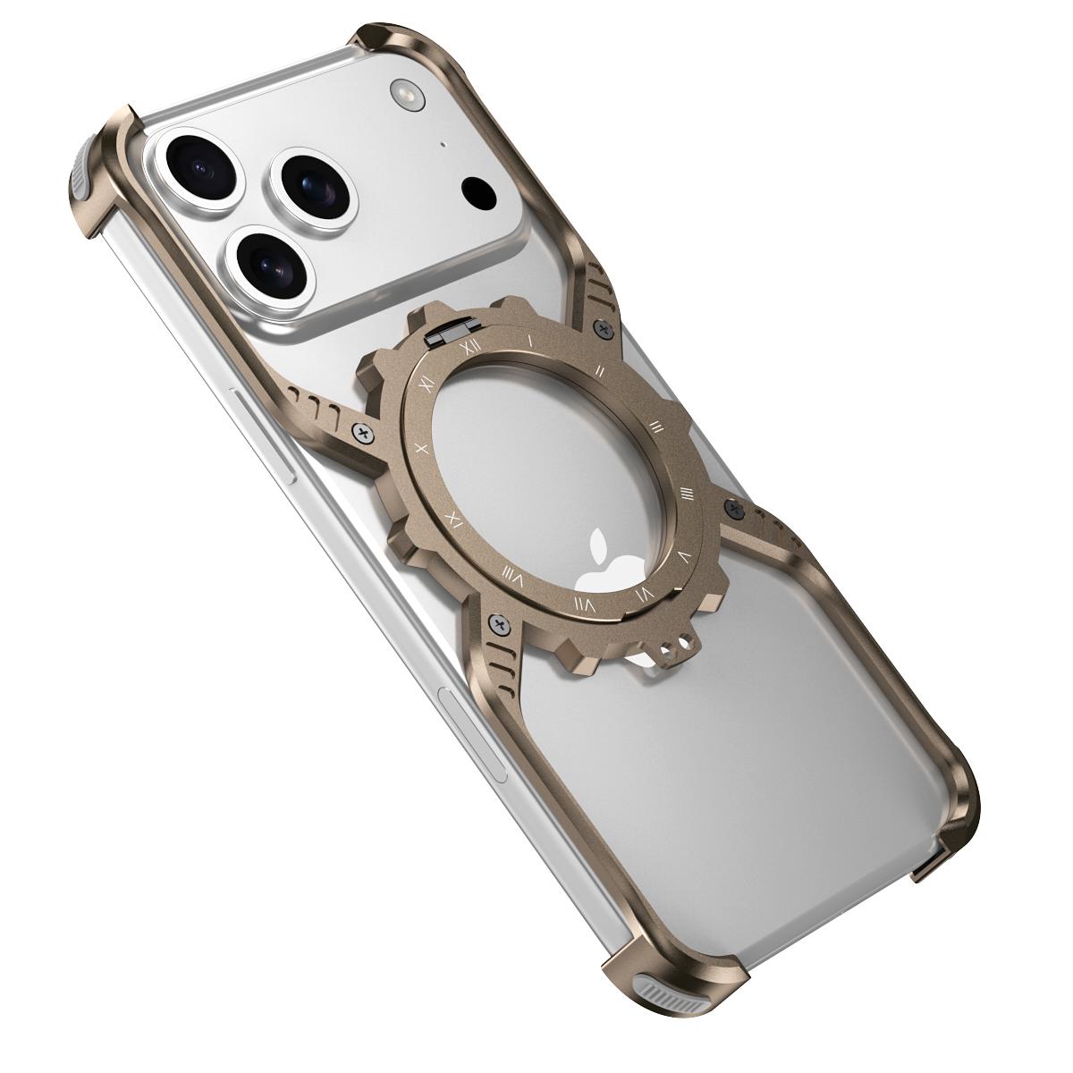 

For iPhone 17 Pro Max Case Luminous Magnetic Kickstand Aluminum Alloy + PC Bumper Phone Cover Heat Dissipation