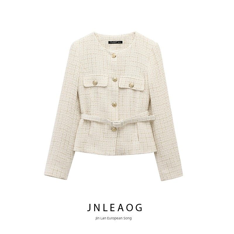 Jnleaog Spring New Arrival Women's Clothing Fashion Style French Fashion Design Belt Decorative Texture Suit Outwear