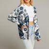 Women's Fashion Long Sleeve Print V-Neck Button Loose Cardigan Top